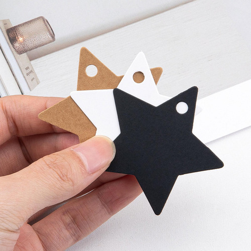 5 X 100x Etiquetas De Regalo En Forma De Estrella Negro