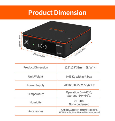 Receptor De Satélite Gtmedia V9 Prime Decodificador Dvb-s2/s