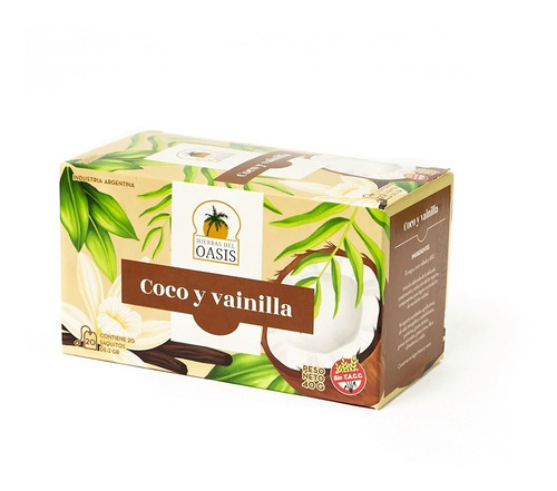 Imagen 2 de 3 de Té De Coco Y Vainilla Hierbas Del Oasis Pack X 3 Cajas