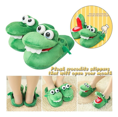 Pantuflas Alcrocodile, De Felpa, Con Boca Abierta