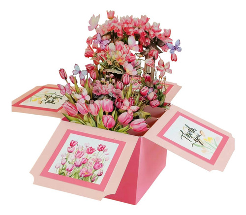 Tarjeta De Felicitación De Flores De Papel En 3d Card Rosa