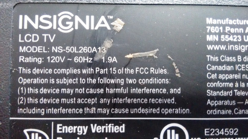 Tv Insignia - Ns-50l260a13 - Retirada De Peças E Cabos