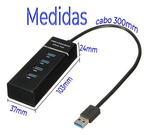 Hub Usb 3 0 4 Porta Entrada 9 Pinos Extensor Slim Hi Speed