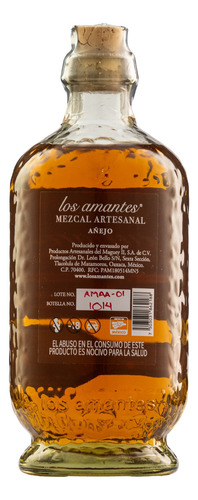 Mezcal Artesanal Los Amantes Añejo 700 Ml