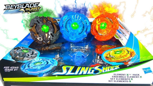 Imagem 2 de 3 de Beyblade Burst Turbo Sling Shock Kit Elemento X Hasbro E6780