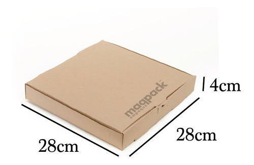 Imagen 3 de 7 de 50 Cajas Para Pizza 28x28x4 Cms Carton Microcorrugado Kraft