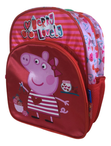 Mochila Peppa Pig Cherry Espalda Escolar Jardín 12 Color Rojo Diseño de la tela Rayado