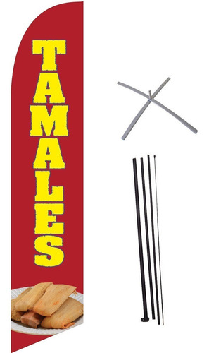 Banderas Tamales 4.2mts # 02 Con Mástil Y Base