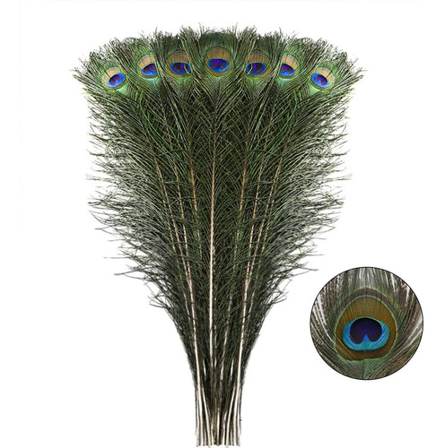 Plumas De Pavo Real Largas Naturales 40 Piezas 2328 Pu...