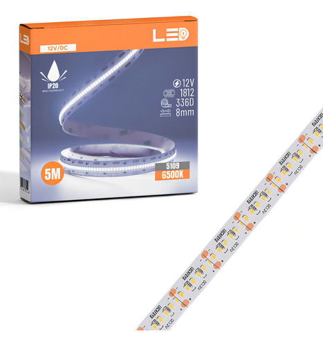 Fita Super Led 336 Led/m 5 Metros 1680 Smd 12v 8mm Ip20 Branco Frio 7000k