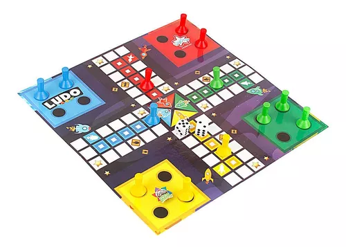 Jogo de Tabuleiro 4 Jogos em 1 Damas, Trilha, Ludo e Resta 1, GGB Plast,  Multicor, 1045