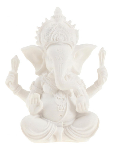 Figura De Ganesha De Arenisca Blanca, 10 Cm [u