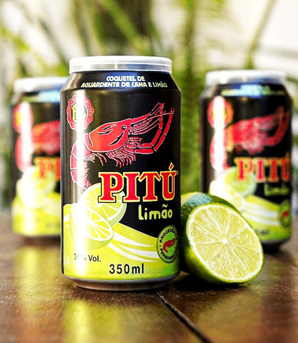 Kit Bebida Pitú Limão Aguardente 12 Latas 350ml