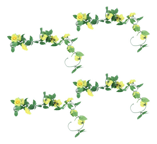 4 Peças De Flores De Videira Penduradas, Rosas