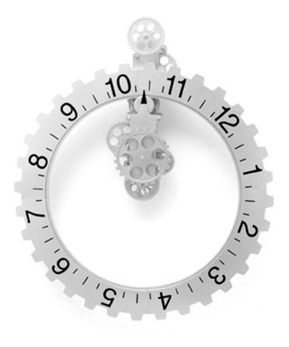 Kikkerland Reloj De Pared Big Hour Wheel Plata 1706