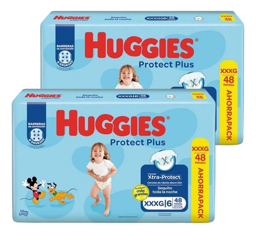 2un Huggies Protect Plus Xxxg X48 Para +18 Kilos Tamaño Xxxg