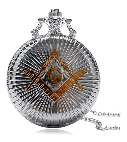 Relógio Bolso Maçom Freemason Maçonaria Fraternal Prata Ouro