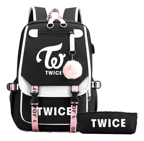 Mochila Twice Con Puerto De Carga Usb Periférico + Estuche