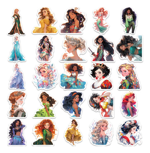 50 Pegatinas De Dibujos Animados Princess On The Run Diy