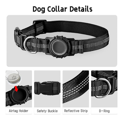 Collar Reflectante Para Perro Airtag,con Funda,ajustable