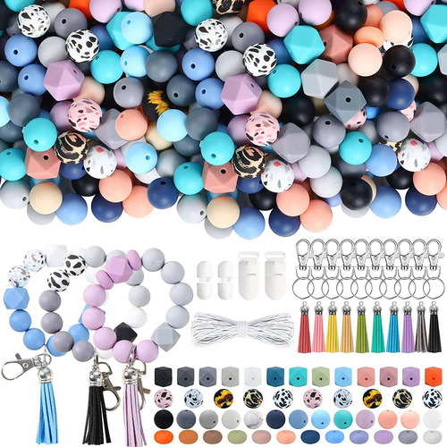 225 Cuentas De Silicona Para Hacer Llaveros, Varios Colores