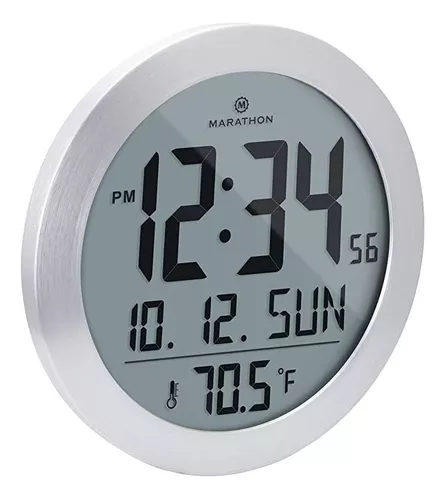 Reloj de pared digital redondo de 8 pulgadas con fecha y temperatura i