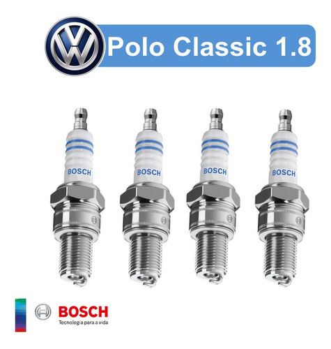 Jogo 4 Vela Bosch Volkswagen Polo Classic 1.8 8v 2001-2003