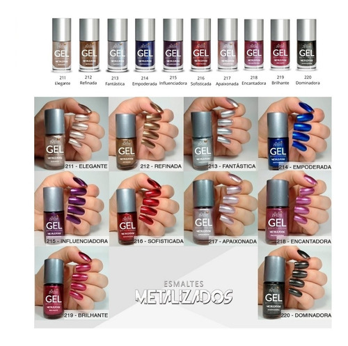 Imagem 10 de 10 de Kit C/ 12 Esmalte Efeito Gel Bella Brasil Seca Sem Cabine Uv