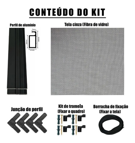 Imagem 5 de 7 de Tela Mosquiteira Removível Kit F.v Padrão 80x100 Tramelas