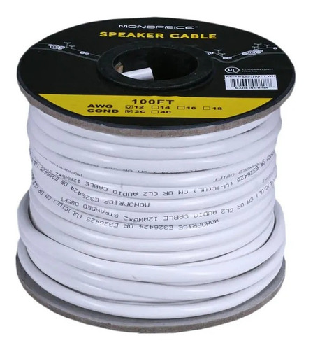 Cable Para Parlantes De 2 Conductores 12awg 30mts