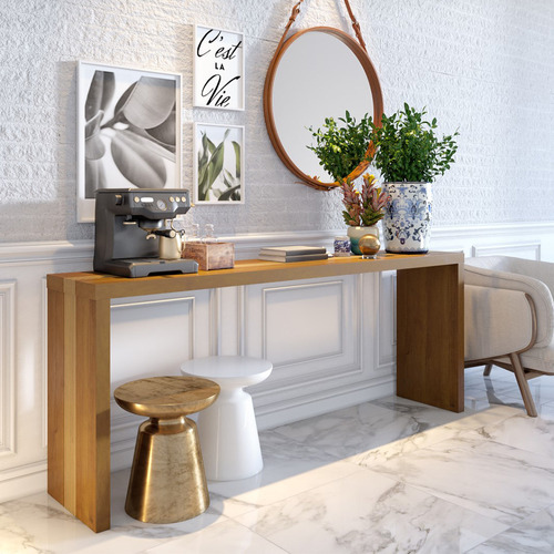 Aparador Rubi Gold con hoja rosa jequitiba para salón 1,40 M Color Imbuia