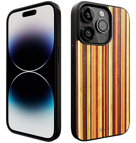 Funda Para iPhone 14 Pro Max Multicolor Real Wooden Overl-02