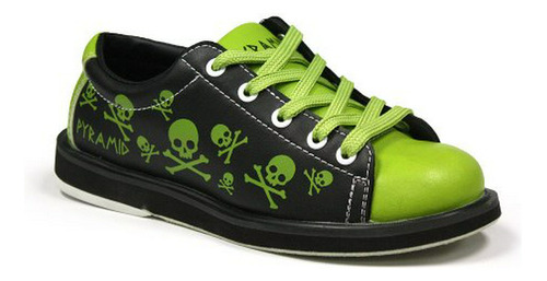 Zapatos Bolos Juveniles Calavera Verde-negro