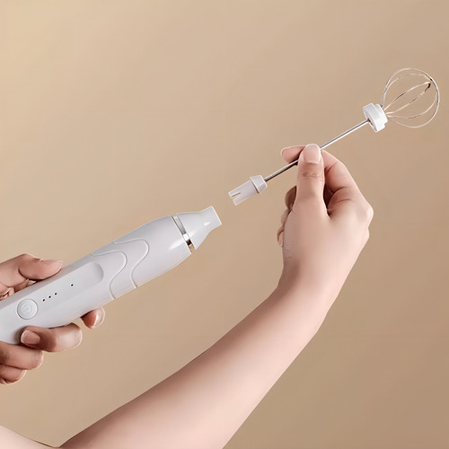 Batidor Mini De Leche Eléctrico Batidor Espumador Recargable Color Blanco