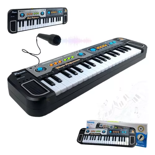 TECLADO INFANTIL PIANO COM MICROFONE KARAOKE 37 TECLAS MUSICAL EDUCATIVO  ESTILO PROFISSIONAL