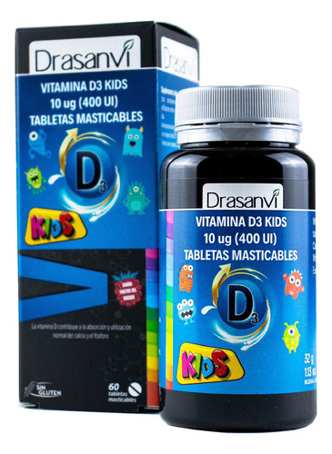 Vitamina D3 Niños Vegano 400 Ui - 60 Tabletas Masticables