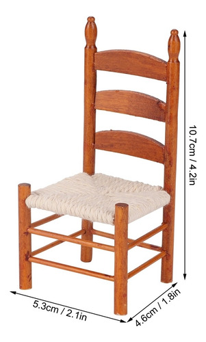 Silla Vintage De Madera En Miniatura Para Muñecas 1:12, Bric