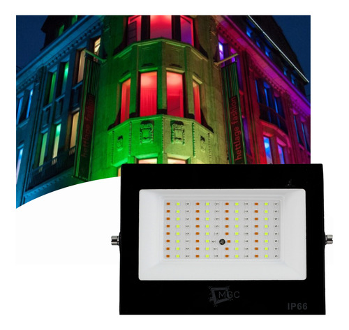 Projetor Refletor Holofote Led 100w Rgb C/controle 127/220V Carcaça Preto 127/220v