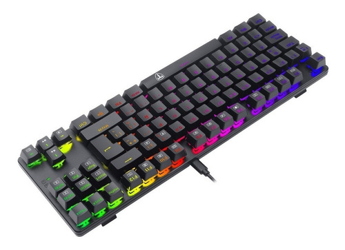Teclado gamer T-Dagger Bora T-TGK315 QWERTY T-Dagger Blue español color negro con luz RGB