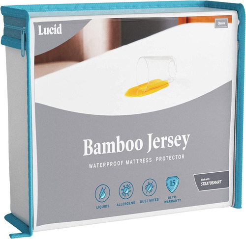Lucid ® protector Colchón Anti Alérgenos Ácaros Líquidos Dht Color Blanco Diseño De La Tela Jersey De Bambú
