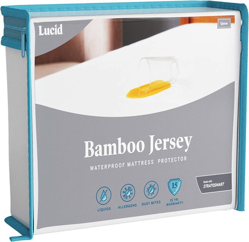 Lucid ® protector Colchón Anti Alérgenos Ácaros Líquidos Dht Color Blanco Diseño De La Tela Jersey De Bambú