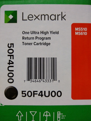 Toner Lexmark 504u 50f4u00 Original Ms510 Ms610 20mil Copias