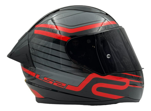 Casco Integral Ls2 Ff353 Circuit Black Red 2 Visores Spoiler