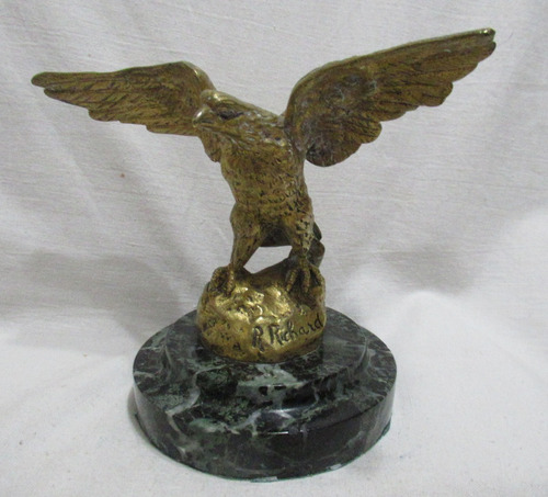 Figura Decorativa Águila Sólido Bronce Firma Richard Mármol