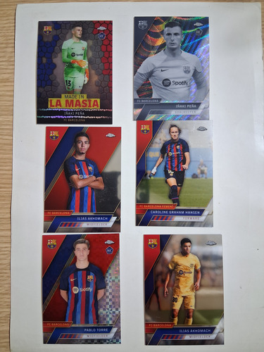 Lote Cartas Topps Barcelona Set Especiales La Masia 2023 Barcelona Jugadores Paralelas (Usado)