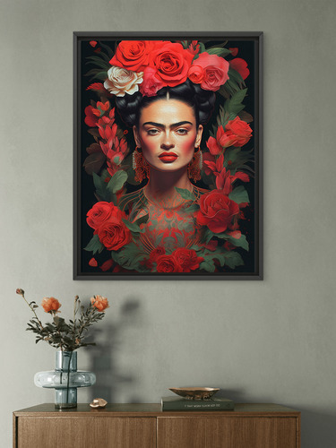 Frida Kahlo Detallada A Mano! 61x91cm Amarillo