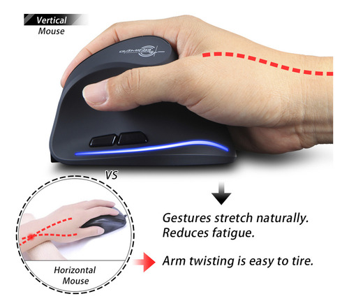 Mouse Vertical Inalámbrico F-35, Ergonómico, Recargable