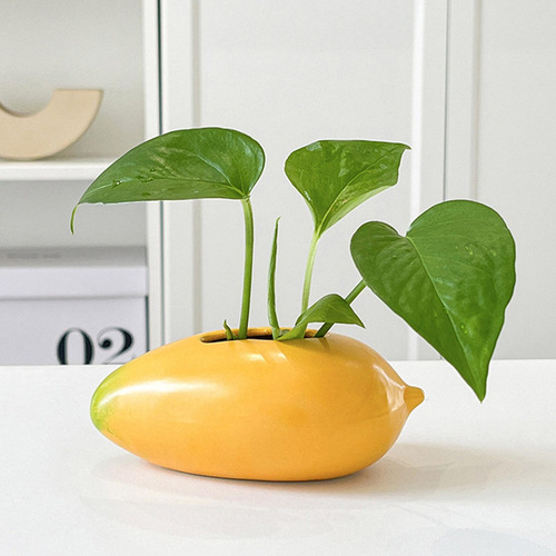 Jarrón De Cerámica Con Forma De Mango, Maceta Decorativa