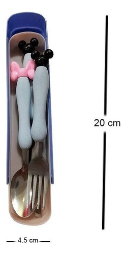 Set Estuche Cubiertos Niños Cuchara Tenedor Minnie Mickey