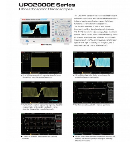 Osciloscopio De Ultrafosforo 100mhz, 2ch, 1gs/s Upo2102e